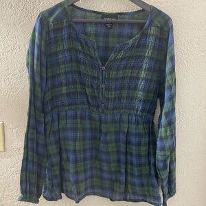 Lane Bryant‎ Women’s Green and Blue Plaid Blouse Size 14/16